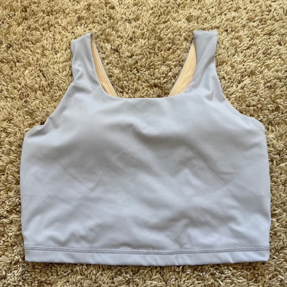 Noey Light Blue Criss Cross Back Sports Bra Crop Top Activewear Tank Womens M